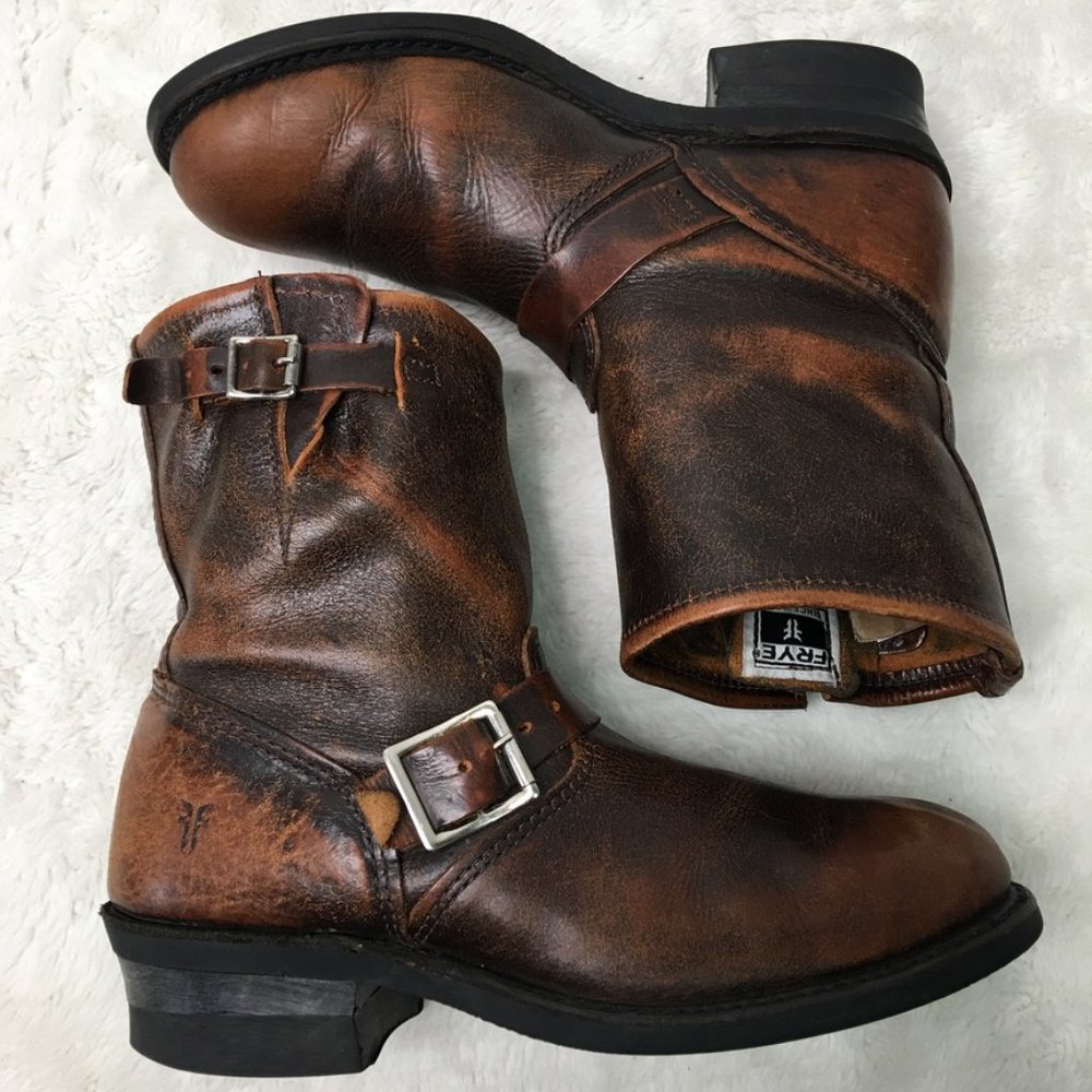 FRYE Women's Pull On Brown Leather Boots Size 8 - Picture 2 of 16